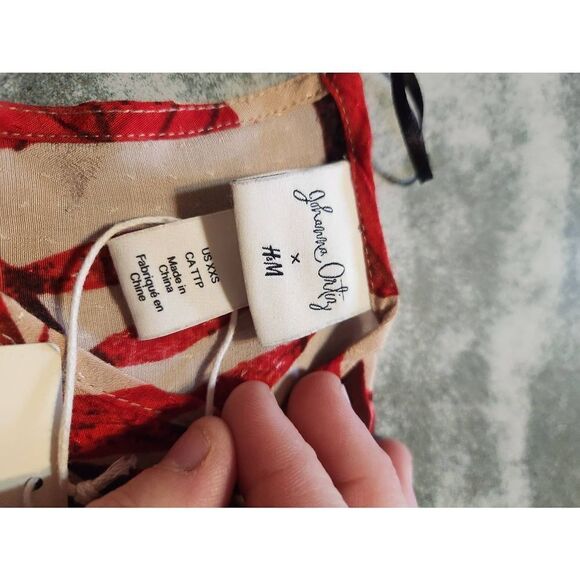 NWT Johanna Ortiz X H&M Flounced Leaf Printed Mini Dress Size XXS - Picture 5 of 6